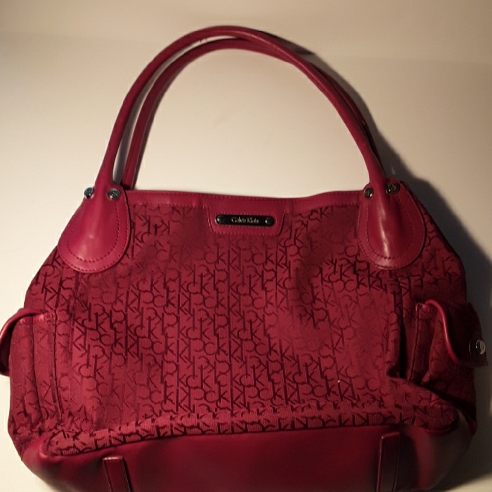 Calvin Klein Red Large Shoulder Bag Purse Tote